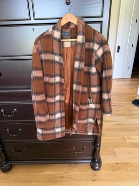 Blank NYC Brown Plaid Jacket with Cream Accents